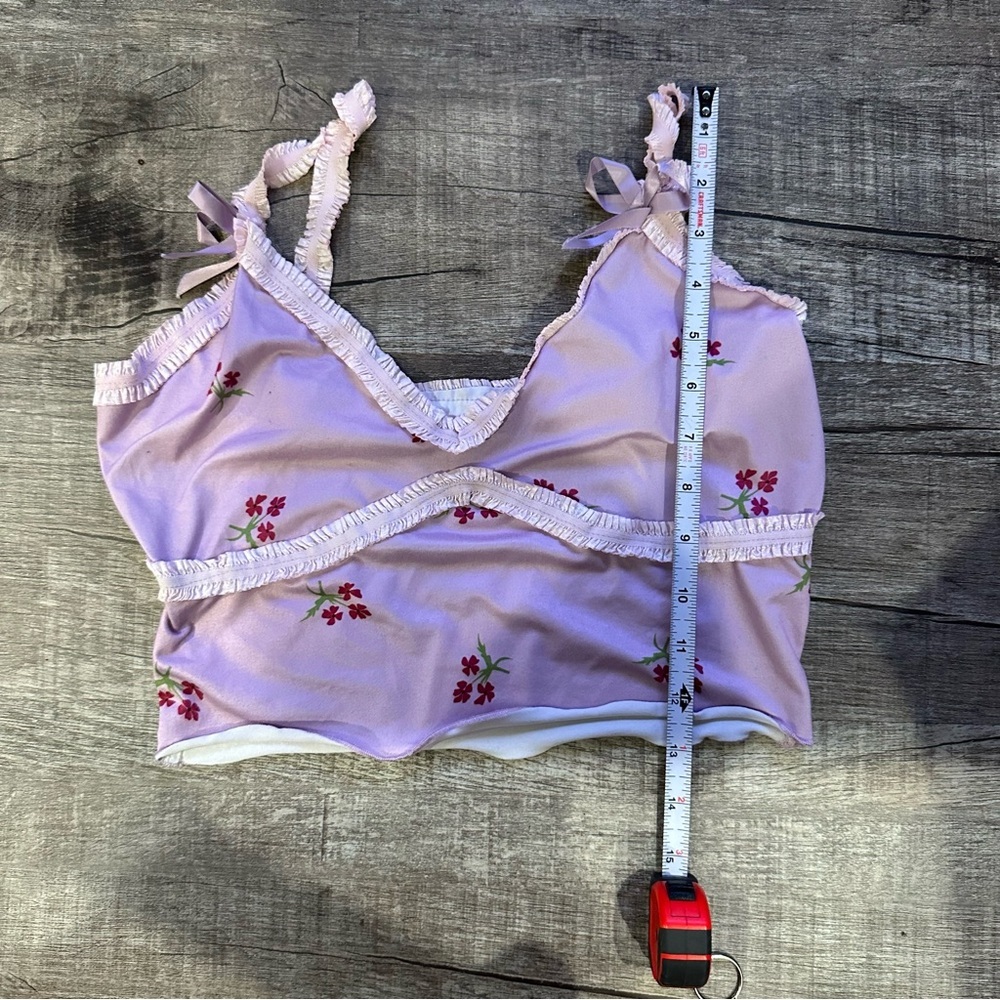 Shein Purple Pink Floral Tank‎ Crop Top - Picture 8 of 8